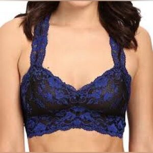 Free People Blue and Black Lace Bralette